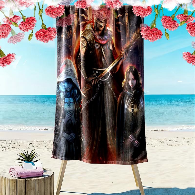 Elder-Ring Print Beach Towel, Large Soft Quick Dry Towel for Beach Camping Swimming