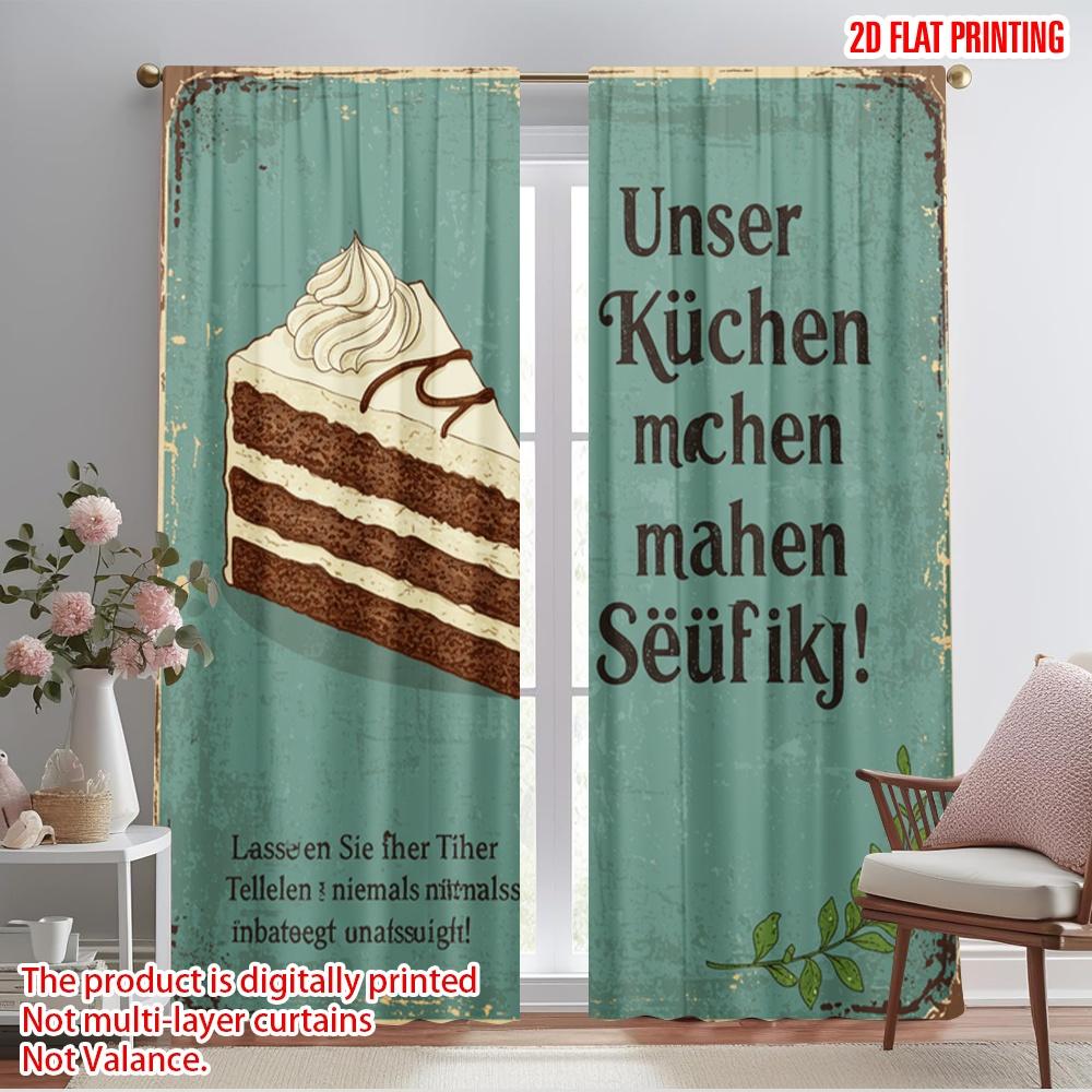 

2pcs 2D flat printing Window Curtains Delicious Cake Making You Addicted Fabric Without Electricity Festive Wall Decor for 52.50×116.00 CM 2pcs