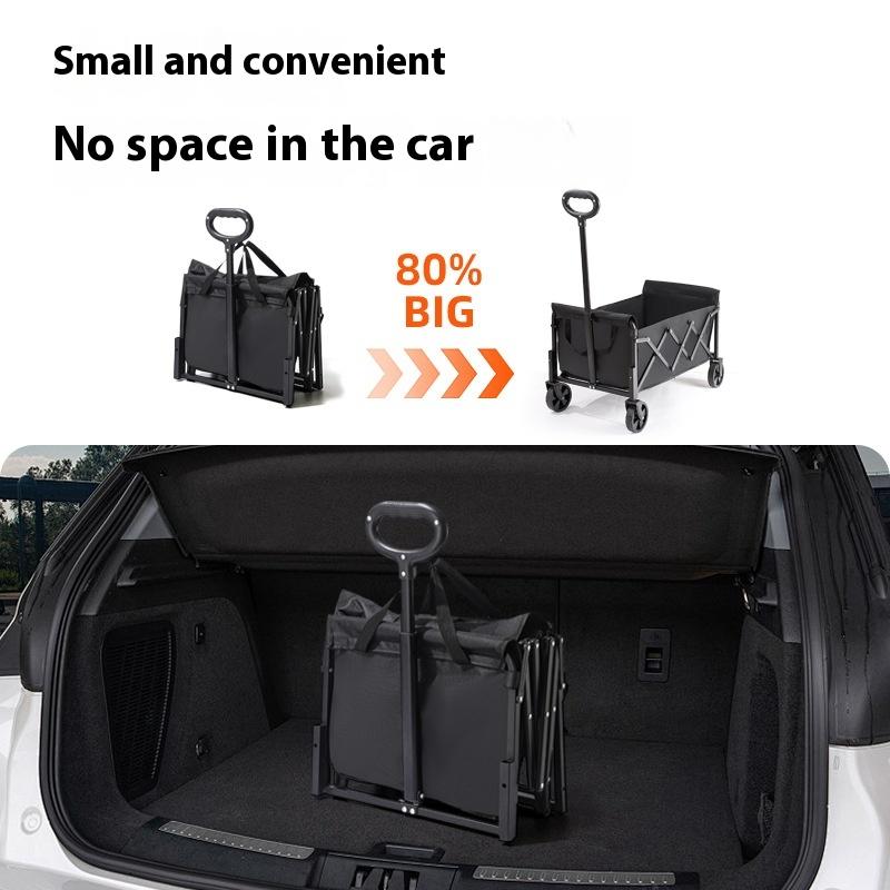 Folding Camping Wagon with 500lb Load Capacity, All - Steel Frame & Swivel Wheels, Portable Trolley for Outdoor Picnic/Shopping