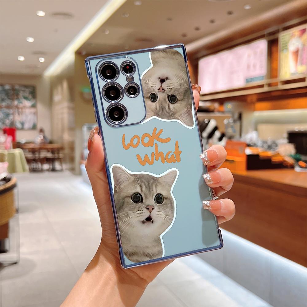 Cat Pattern TPU Case for Samsung Galaxy S24 S25 S23 Ultra/S22 Ultra/S21 FE A54/A34/A14 5G Cute Phone Cover with Adorable Design