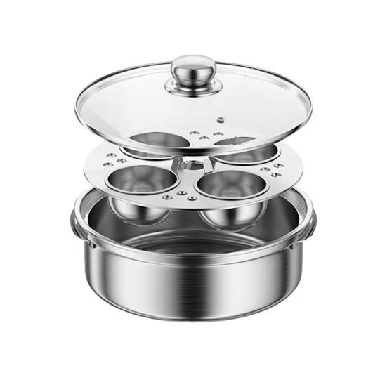 Stainless Steel Steamer Pot 4-Person Capacity Stew Pot for Porridge Soup Induction Cooktop Compatible Heat-Resistant Hard Boiled Egg Cooker