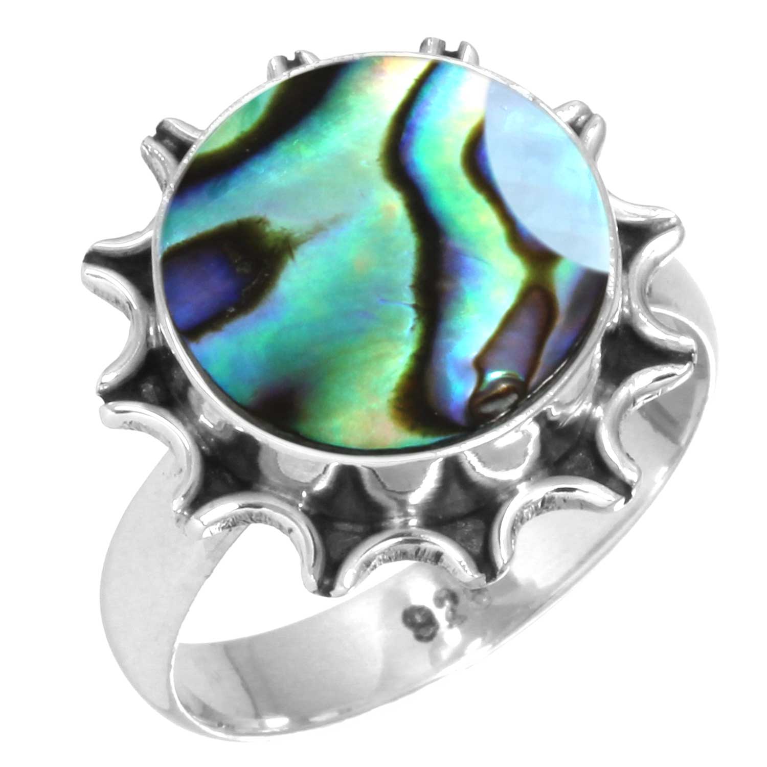 

Кольцо из стерлингового серебра 925 пробы Женское с драгоценным камнем Ручная работа Ювелирное изделие Подарок на годовщину Аквамариновый халцедон Раковина абалона Синий солнечный камень Лабрадорит Пренит 9