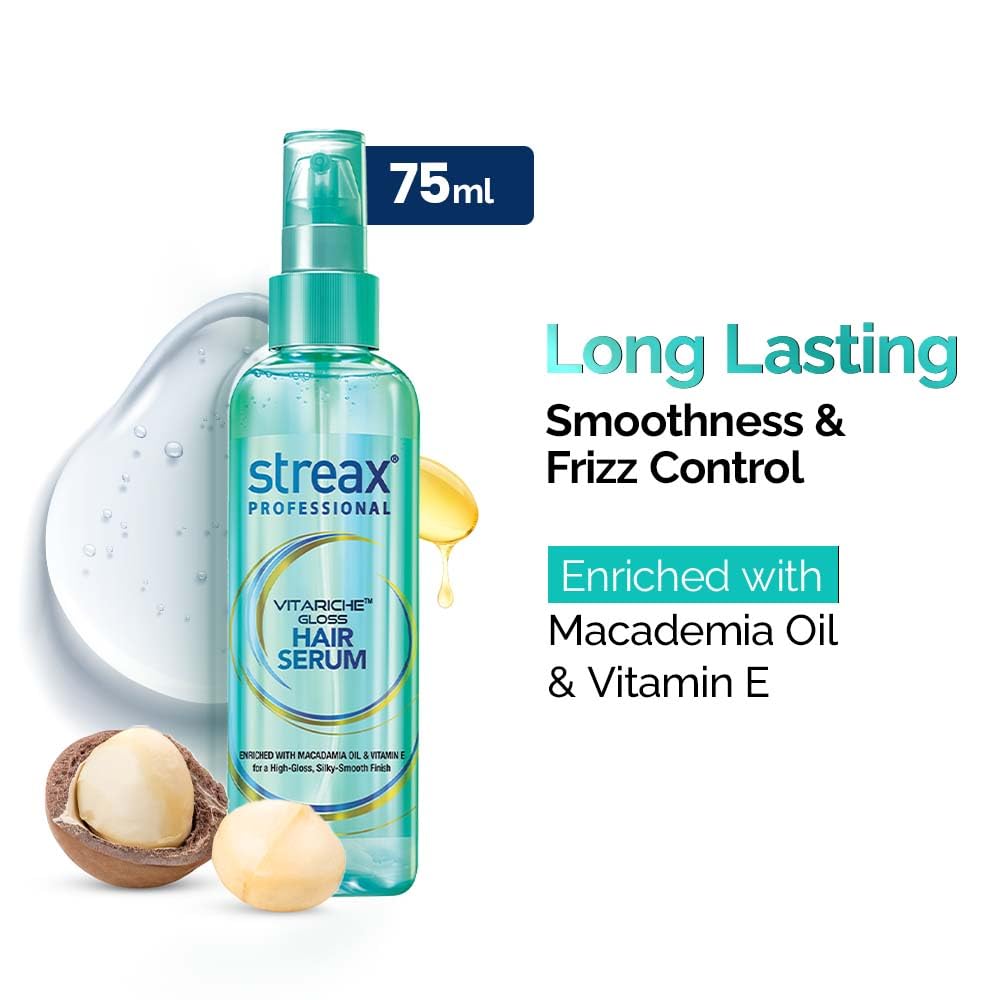 Streax Professionelles Vitariche Gloss Haarserum 75ml 1er-Pack für frizzfreies, glänzendes, geschmeidiges Haar