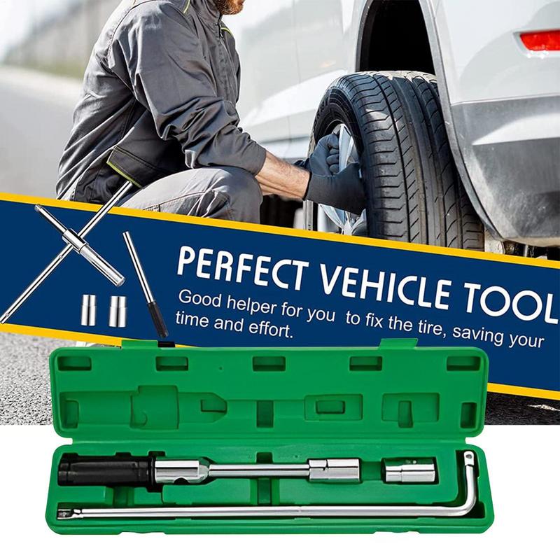 Extended Lug Wrench 4 Way Lug Nut Remover Socket Tire Tool Portable Wheel Repair Tool Wrench Socket Set For Motorcycle Cycle Car