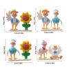 4pcs Creative Duck with Sunflowers Miniature Statues for Vehicle Interior Multifunctional Decors Resin Craft Ornaments