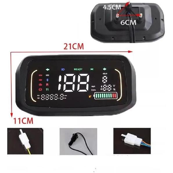 Odometer Digital Tachometer Motorcycle Colorful Display 48V 60V 72V Lithium Battery 1-LIN Communication for Votol and Fardriver Controller