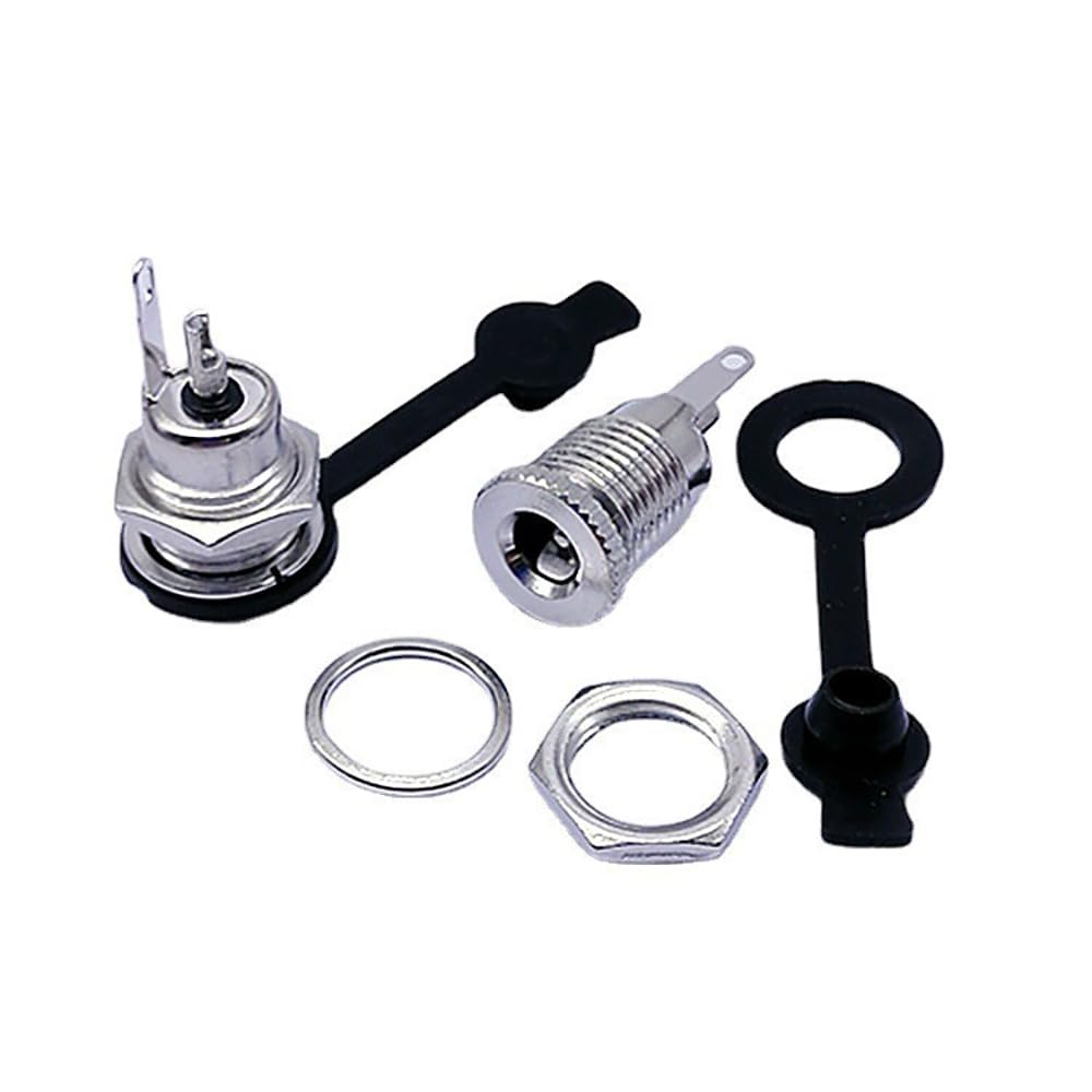 Audio Fan DC Power Jack Socket 30V 5A Female Panel Mount Connector Adapter with Waterproof Cap DC Male Plug Pack of 12 5.5x2.1mm +