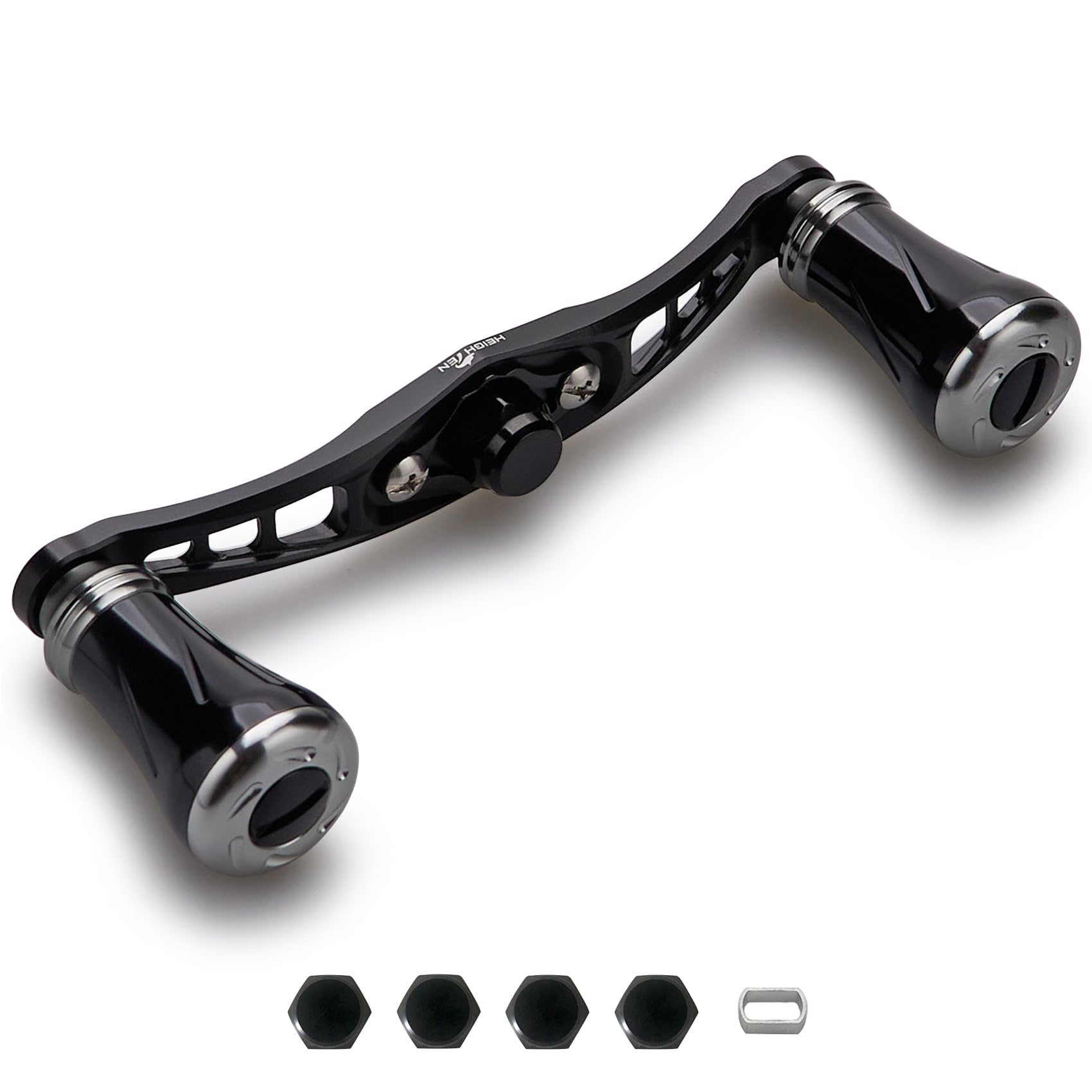 

Рукоятка катушки HEIGHTEN 92 мм с ручкой 19 мм для универсальных бейткастинговых катушек Abu серии Wing Pillar Shimano, Daiwa, (Черный и бронзовый) (922)