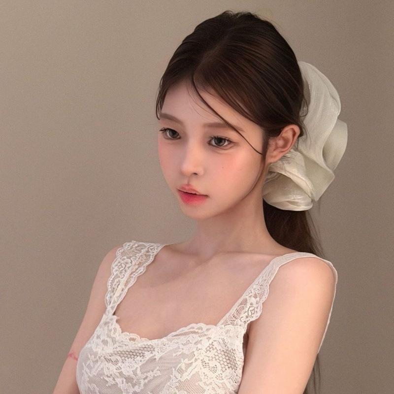 Soft Pleated Chiffon Flower Banana Hair Clips Anti Slip Holder Elegant Hair Clamp Women Daily Wedding Party Hair Accessories