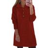 Women's Long Sleeve Shirt Dress Turn Down Collar Loose Waist Casual Solid Knit Sweater Dress