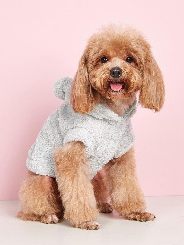 Classic Teddy Bear Plush Pet Costume with Bear Ears - Soft, Comfortable, Leather Tag for Small Dogs Like Chihuahuas.