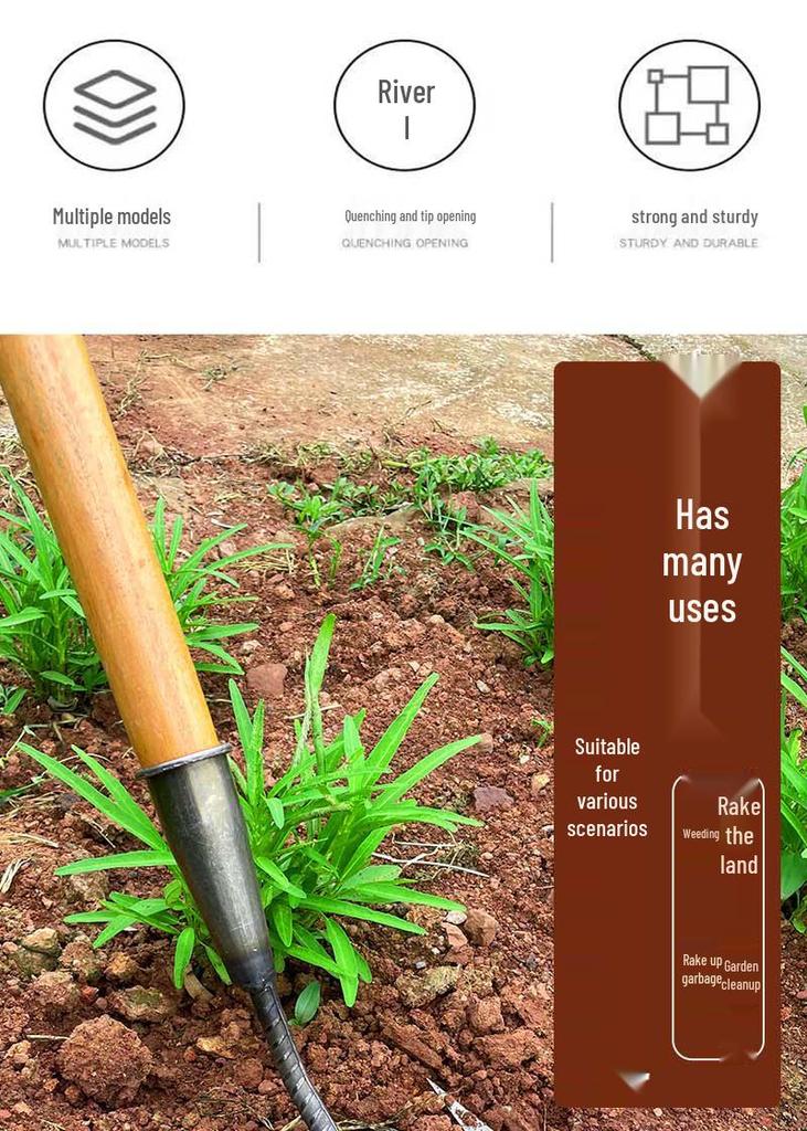 Multi-Functional Manganese Steel Weeding & Hoe Rake Tool