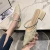 Summer pointed head bag head cool slippers women wear summer middle heel new high heels women thick heel fairy