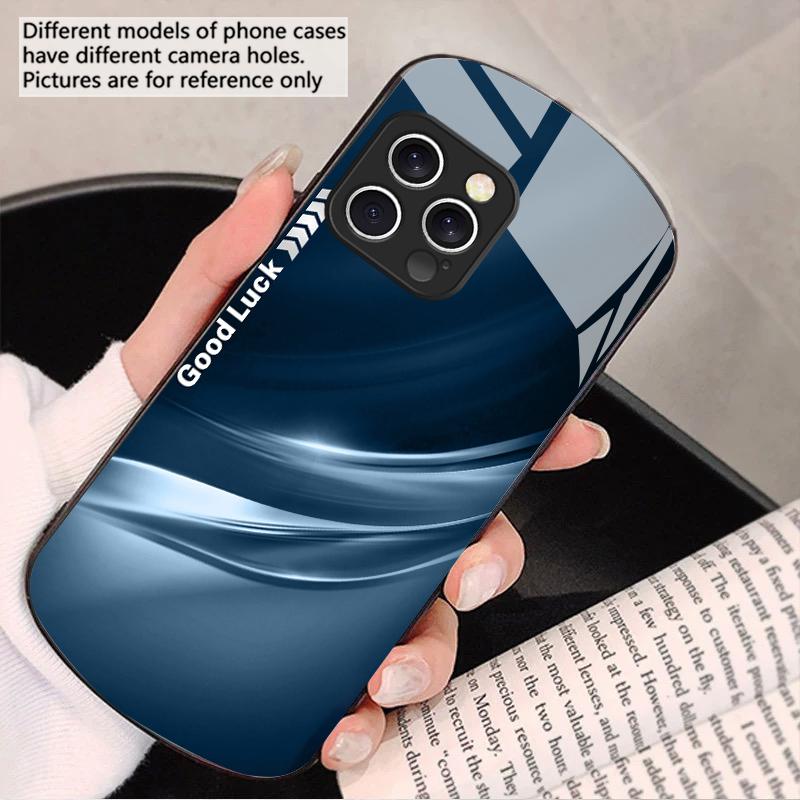 Šťastný Gradient Ripple Pro IPhone 16 Pro Max 16e 15 Pro 14 13 12 Mini 11 XS Max XR 7 8 Plu SE 22 Eliptický skleněný kryt na telefon