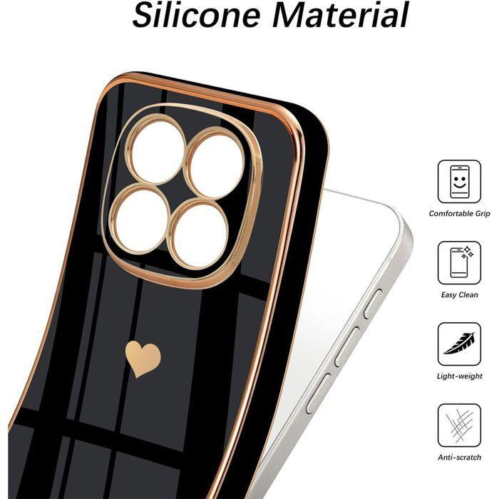 Fodral för Xiaomi Redmi Note 15 Pro Plus 5G, Hjärtmönster Stötsäkert TPU - Svart - 2 Härdade Glas