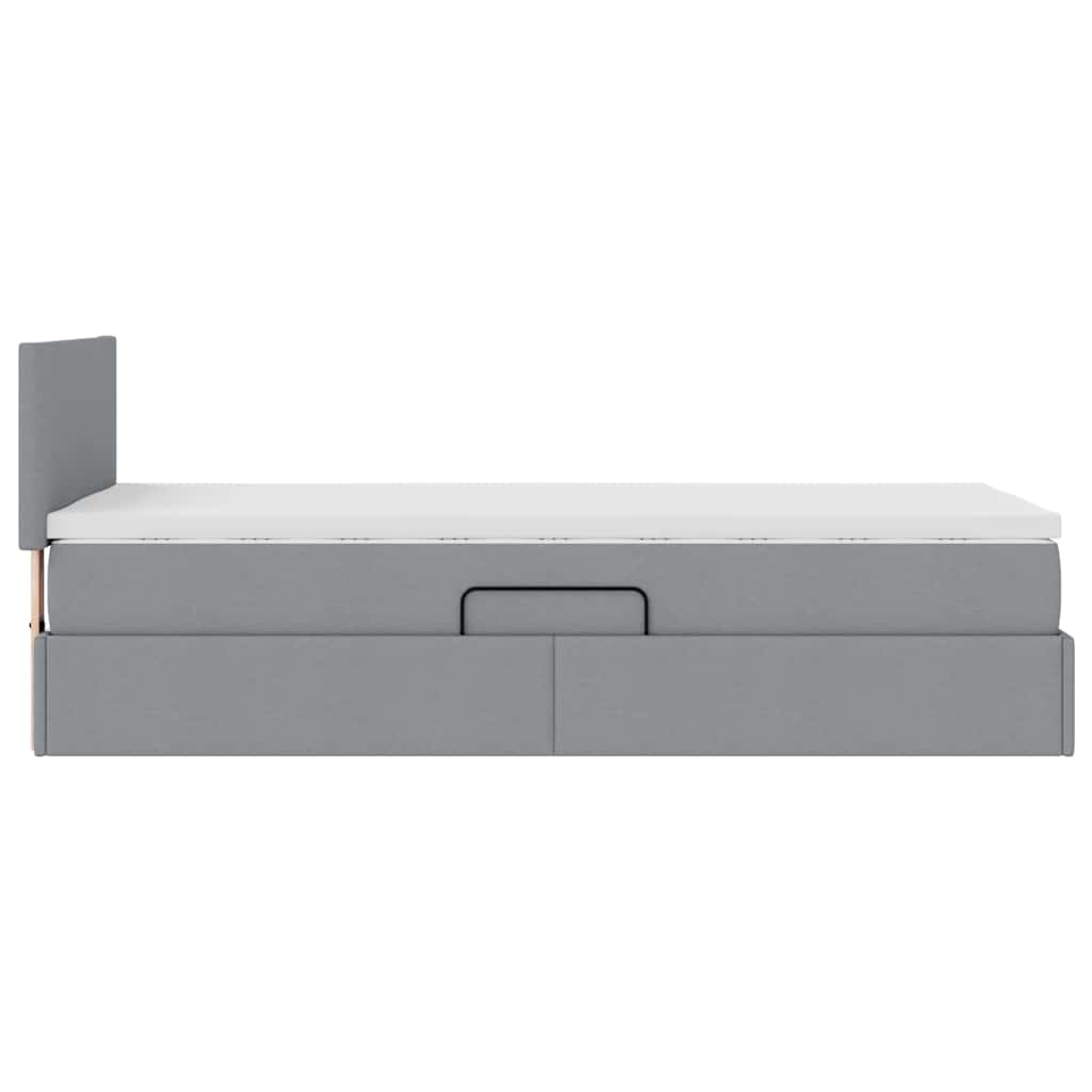 LED Storage Bed with Mattress Light Grey 90 x 200 cm Fabric