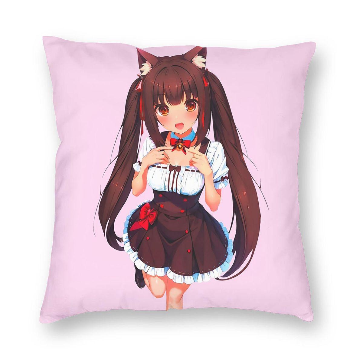 Chocola Nekopara Аниме Квадратная Наволочка Чехол на Подушку Декор Подушки Уютная Подушка-плед для Дома Дивана 12x12Inch