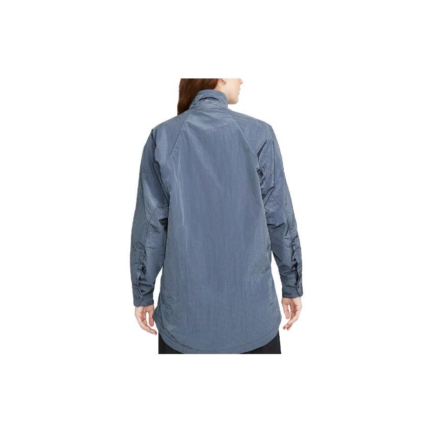 Nike Solid Color Woven Shirt Jacket Women Tops Slate DR5399-491