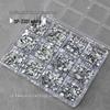 Nail Art Irregular Resin & Colored Rhinestones Set - Flatback, 12 Grids of Mixed Clear Diamonds