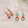 New Arrivals Christmas Santa Claus Snow Bow Flower Wreath Gloves Earrings For Women