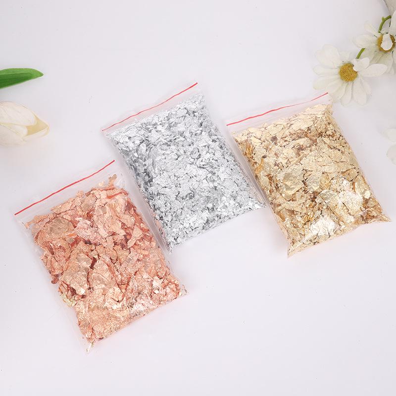 Gold, Silver, and Copper Foil Fragments for Craft and Ceiling Decoration 1g Silver Foil