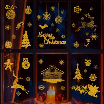 Santa Claus Sticker Tree, Static Electricity Glass Door Sticker Decoration, Window Flower Display Sticker, Window Display Sticker