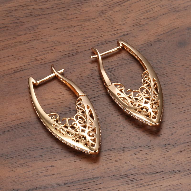 Kinel Rose Gold Long Drop Earrings For Women Luxury Wedding Earrings