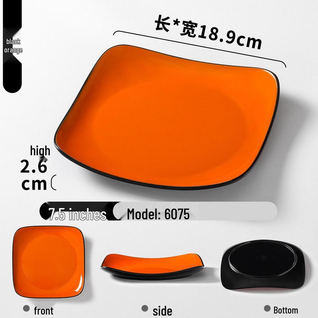 Double Color Melamine Square Rice Bowl Plate - Commercial & Catering Use