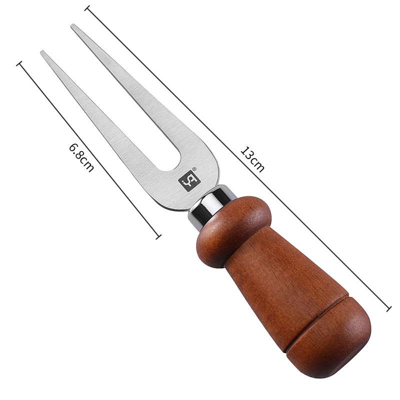 High-Quality Stainless Steel & Acacia Wood Cheese Knife and Fork Set