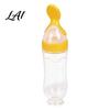 Ergonomic Baby Feeding Tool Silicone Squeeze Spoon Single-handed Rice Cereal Bottle with Soft Tip Spoon for Flow Control Easy Clean Dispensing