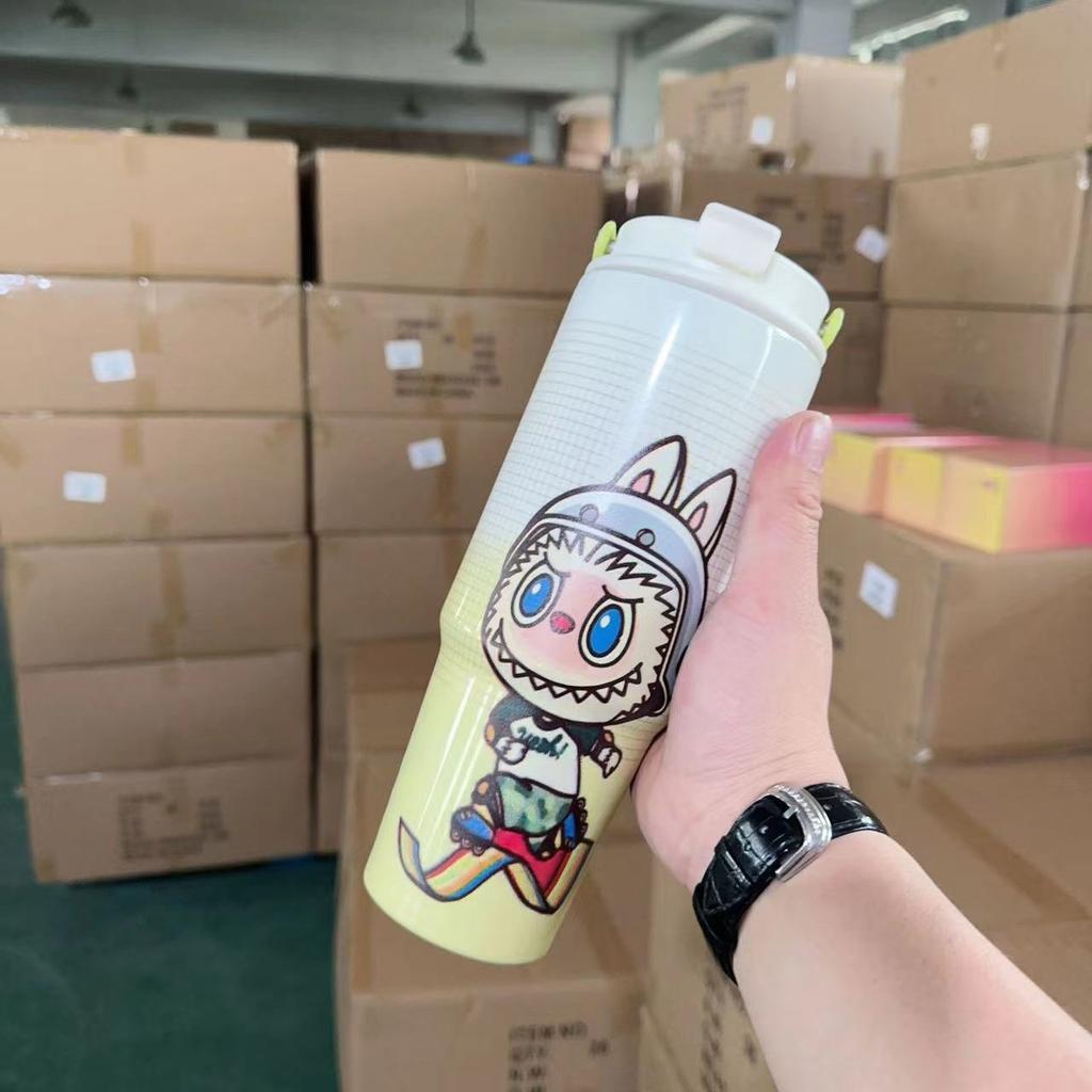 Creative cartoon 304 stainless steel thermos cup Children's portable handle cup Men's and women's 30oz large-capacity car cup