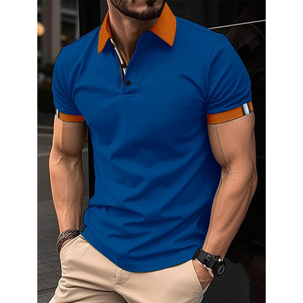 Men s Spring Button-down Polo Shirt: Plain Short-sleeved Collared T-shirt, Casual Fitted Top S