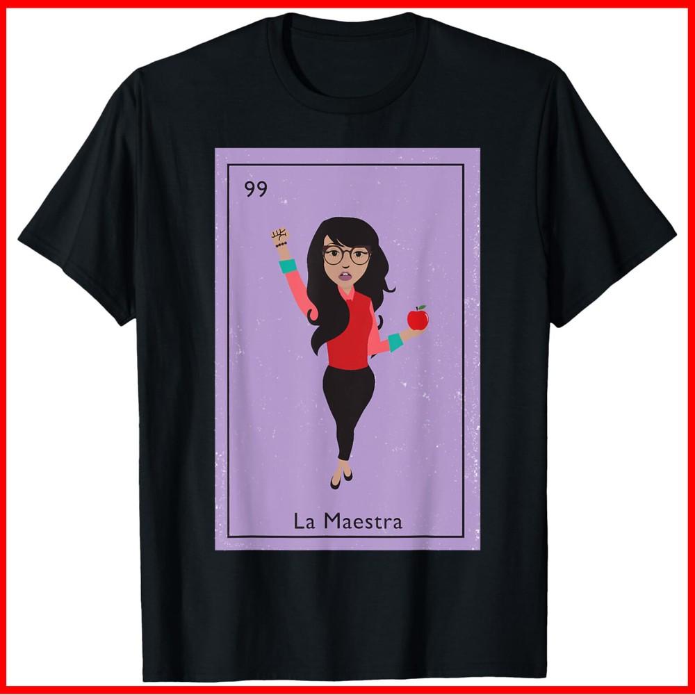 La Maestra Mexican Bingo Card Teacher Lottery Card Black Cotton T-Shirt Unisex T-Shirt XXXL