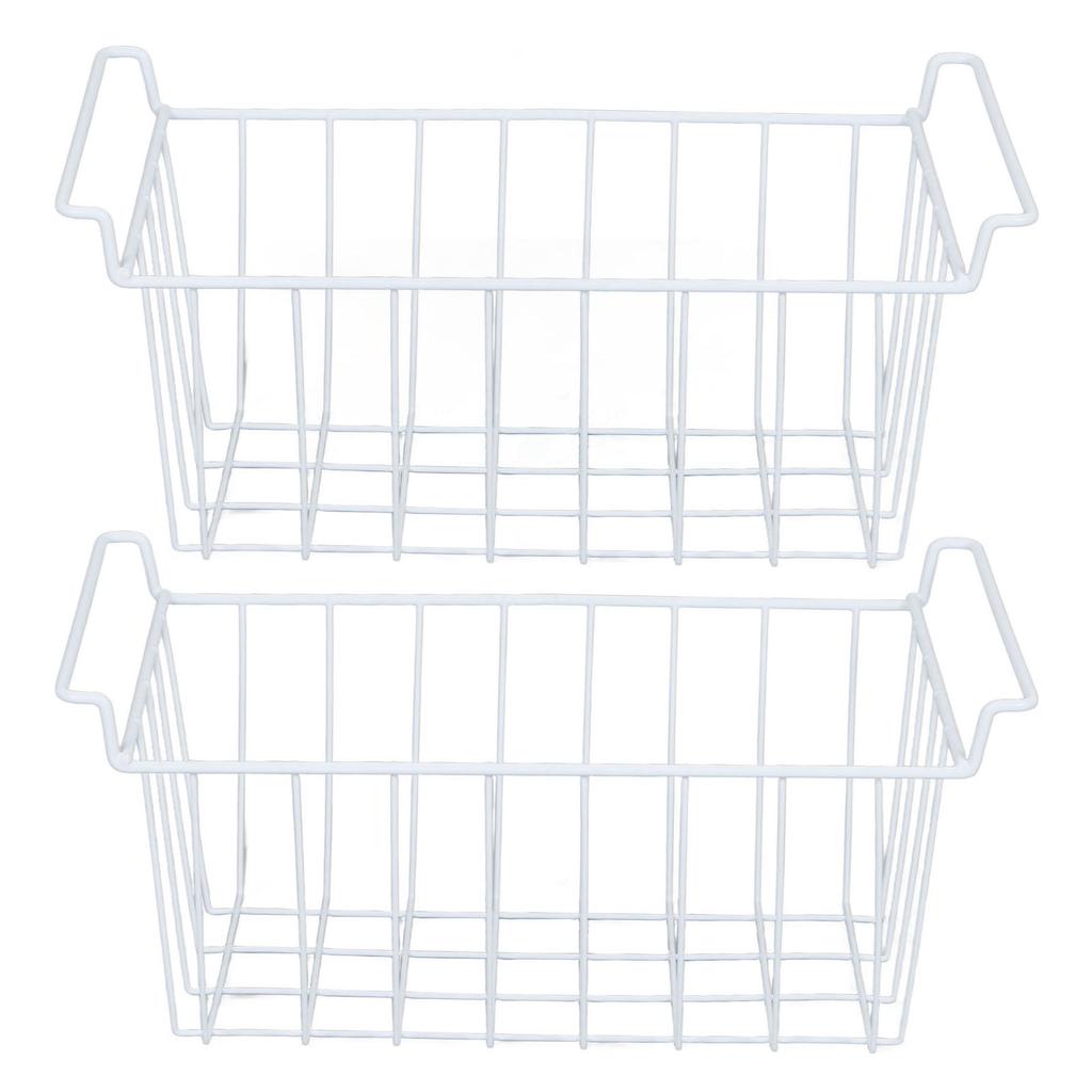 Freezer Basket Steel Wire PE Coating Space Saving Multifunctional Freezer Organizer Bin for Refrigerator Food Storage