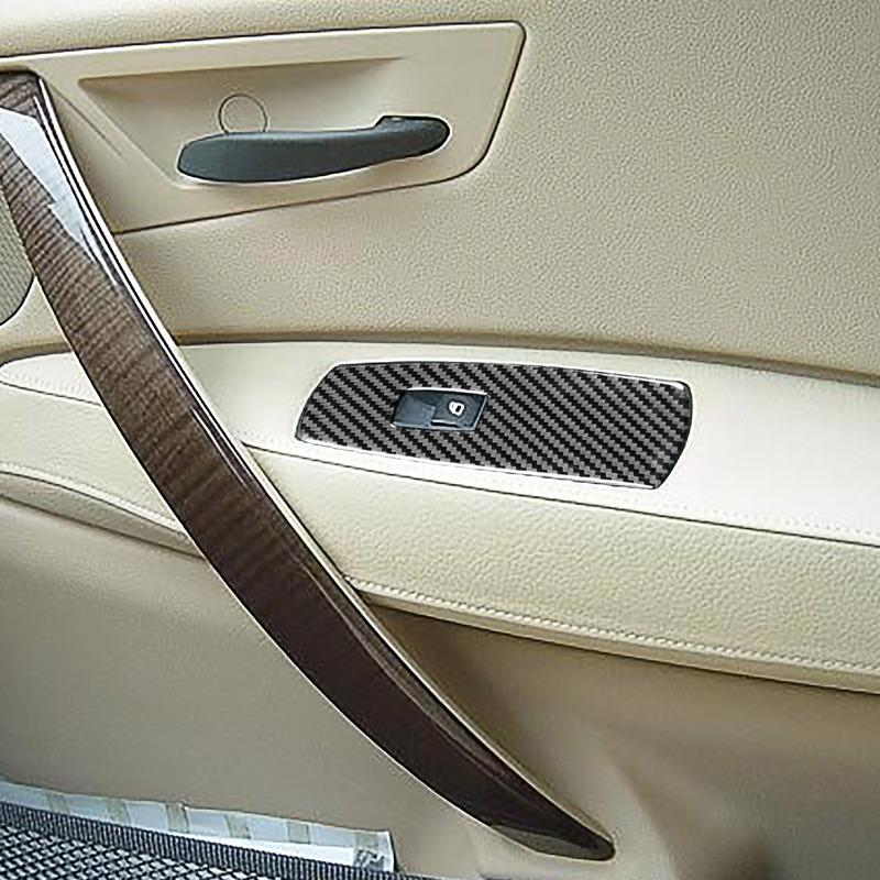 Door Window Lift Control Trim Frame Cover Parts Soft Carbon Fiber Sticker Car Interior Accessories For BMW E83 X3 2004-2010