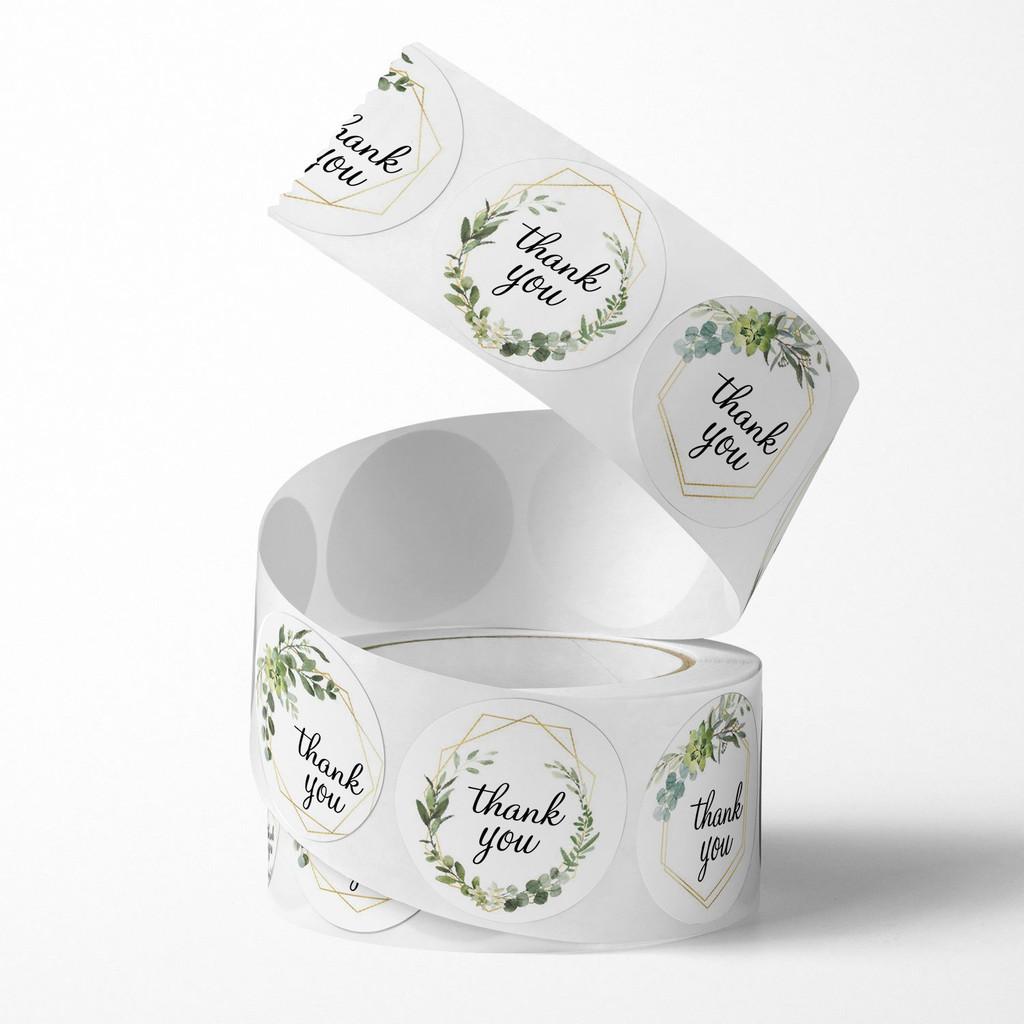 500 Pieces/Roll Round Floral "Thank You" Stickers - Self-Adhesive Gratitude Labels for Birthday Parties & Wedding Decorations