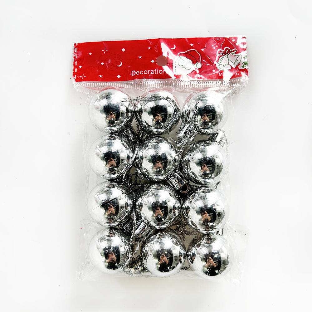 

12 шт. Мини Рождественские Шары Рождественская Елка Подвесное Украшение Пластик Красный Зеленый Золотой Шарик Подвеска Рождественское Украшение 2024 Navidad серебряный