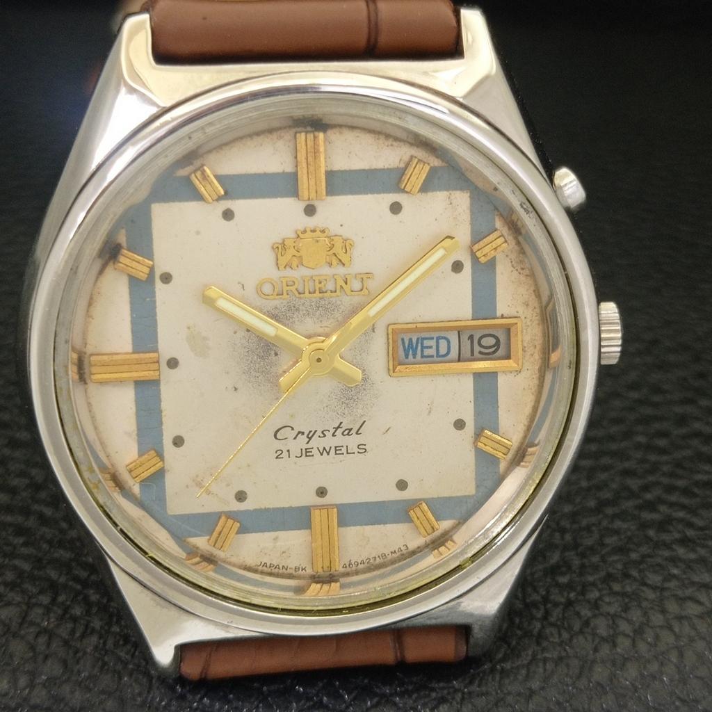 Orient CRYSTAL AUTOMATIC JAPAN 46941 MENS VINTAGE ORIGINAL DIAL WATCH A703329-1 R213b-a703329