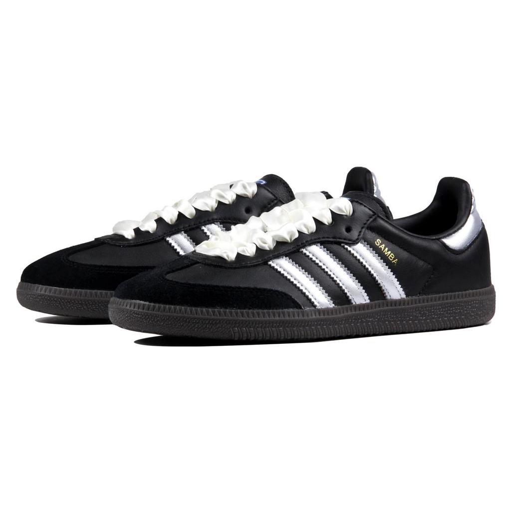 Adidas Originals SAMBA OG Abrasion Resistant Slip Resistant Low top Skateboard Shoes Unisex Black Silver B75807(TeamJ-)