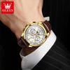 OLEVS 7117 New Automatic Man Watch Luxury Fashion Leather Strap Mechanical Watches for Men 24 Hour Moon Phase Calendar Men Watch