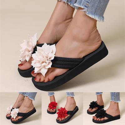 Damen Mode Sommer Unifarben Wildleder Blume Dekorative Offene Zehen Mikrowellengeeignete Hausschuhe Damen Damen Flauschige Socken Ziegen