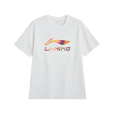 Li-Ning Letter Print Solid Color Loose Comfortable Casual Short Sleeve T-Shirt Unisex Tops White AHSVA77-2