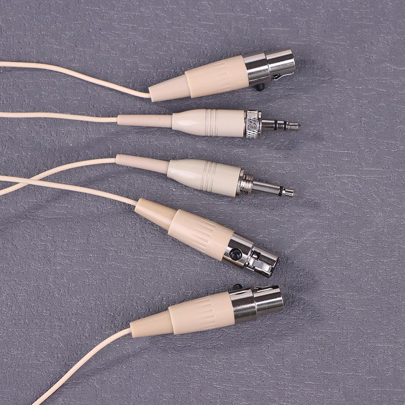 Béžový náhlavní mikrofon s dvojitým náušním háčkem 3,5 mm 3pinový pro 4pinový XLR konektor pro všesměrový mikrofon