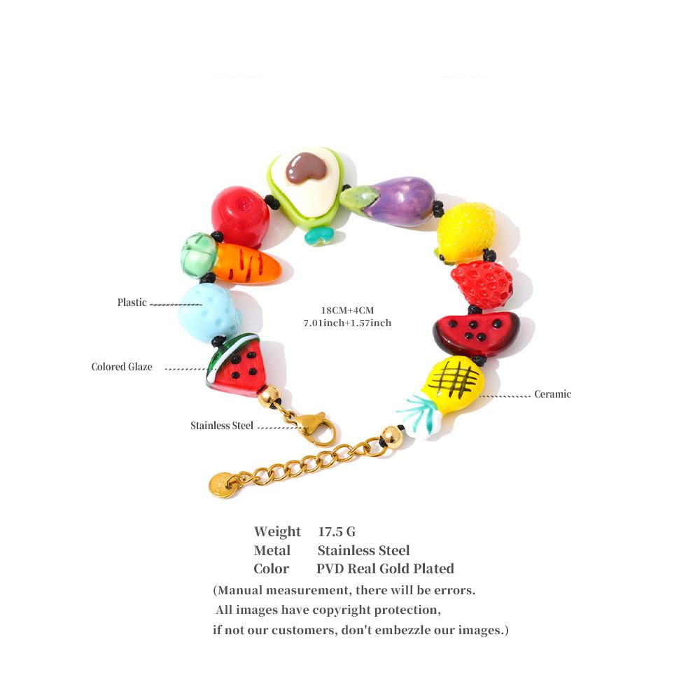 Eetit Plastic Ceramic Fruit Watermelon Chain Sweet Bracelet Bangle Stylish Sweet Design Stainless Steel Arrivals Jewelry Gift