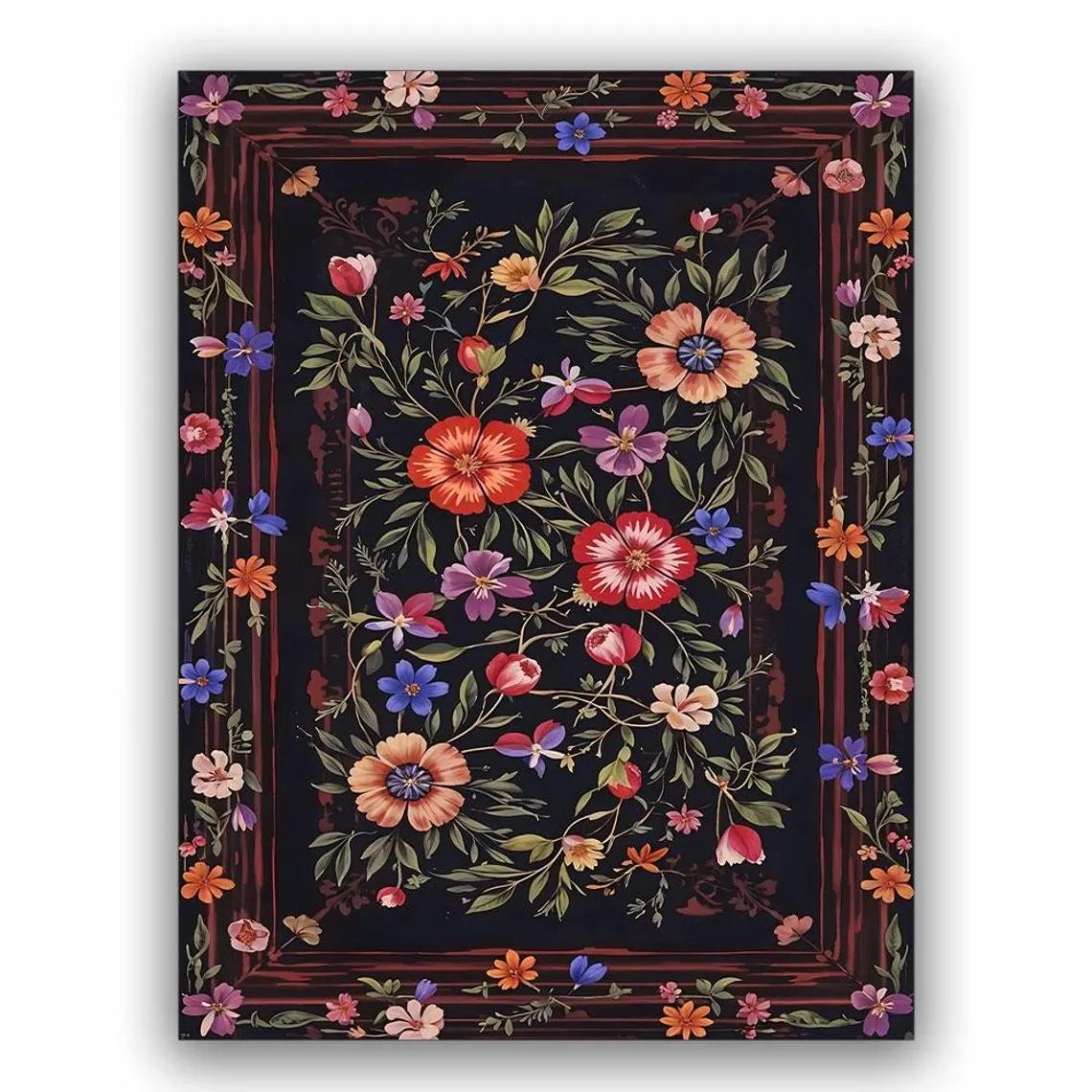 

Квітковий ботанічний килим, Килим в естетиці котеджкор сад, Килим з принтом квітучих квітів, Делікатний квітковий килимок для підлоги в стилі шебі-шик 40x60cm