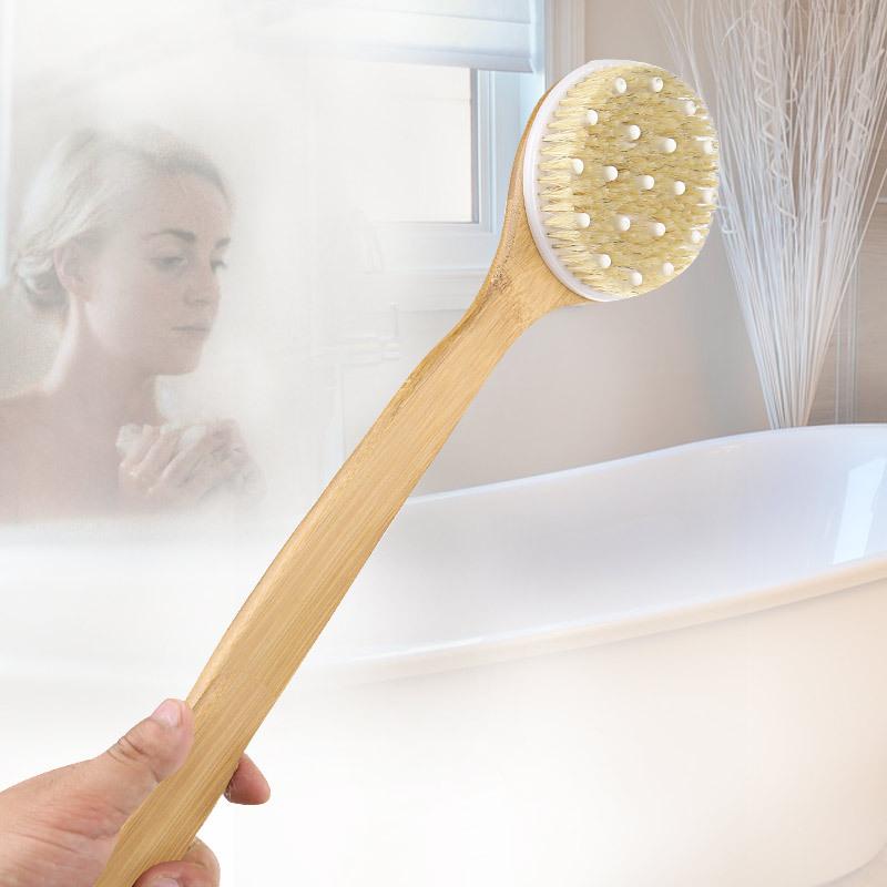 

Nanzhu Curved Handle Bath Brush, Non-slip Long Handle PPR Soft Bead Massage Bath Brush, Boiled Bristle Hair Home Brush L