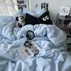 Ins  Big Eyes Cowboy Blue Solid Color Beding Set  Duvet Cover Bed Sheet Simple Dormitory Queen King Size