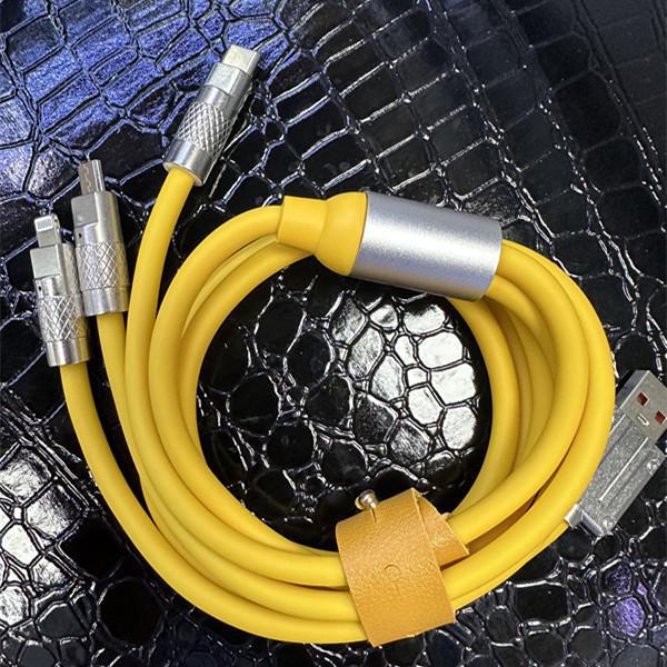 Cavo di Ricarica Rapida Tre-in-Uno in Lega di Zinco da 120W 6A con Luce