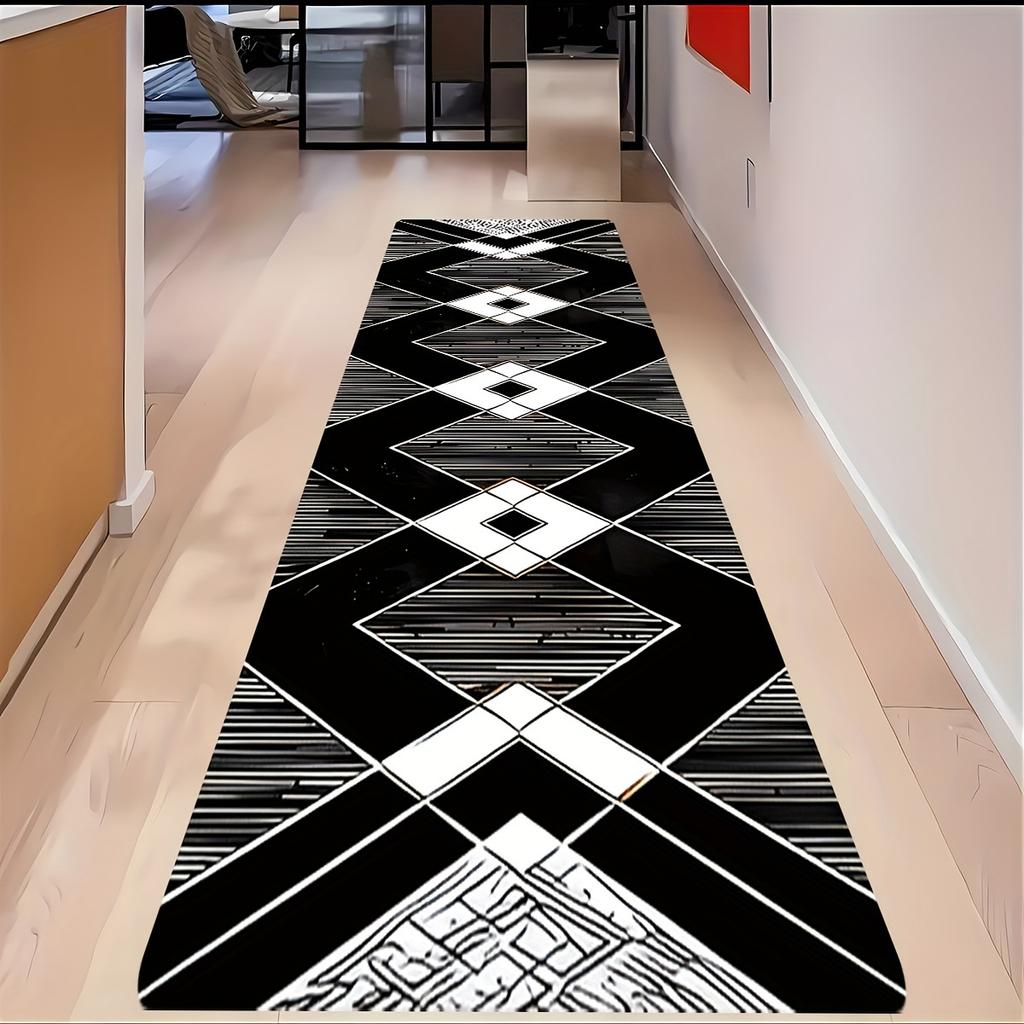 VIKAMA Modern Minimalist Geometric Long Strip Carpet Non-Slip Entrance Corridor Floor Mat Bedroom Kitchen Carpet Home Decoration