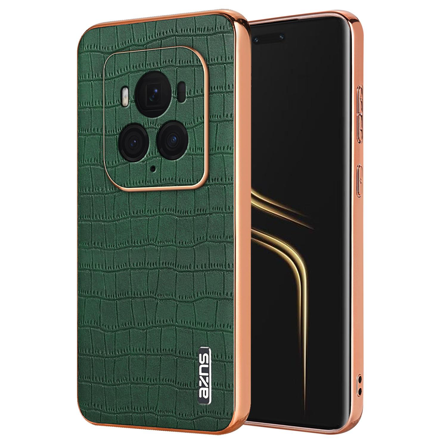 

For Honor Magic6 Ultimate 5G Case Electroplating Leather+TPU Phone Cover Green